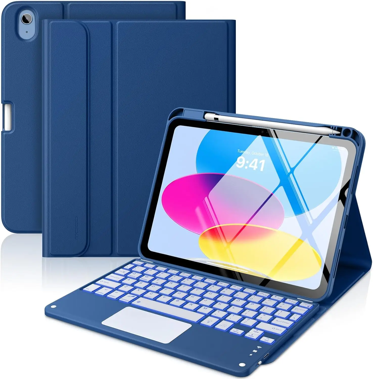 

Чехол с сенсорной клавиатурой для iPad (A16) 11-го поколения 11 дюймов 2025, чехол для iPad 10-го поколения 10,9 дюйма с держателем для карандашей