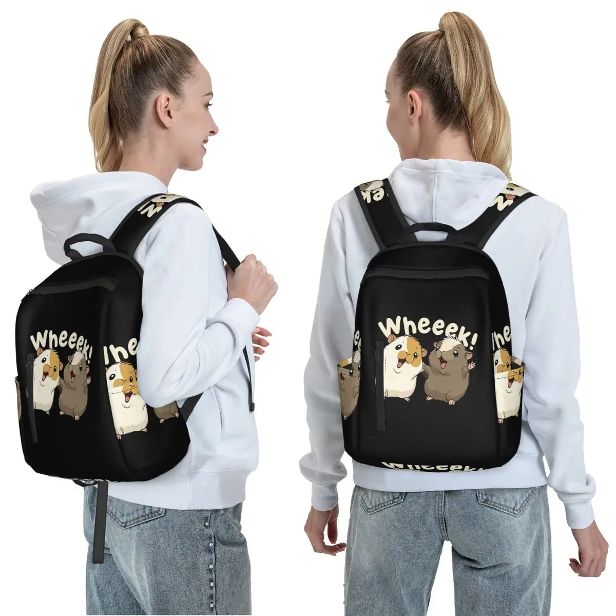 Happy Guinea Pig Backpack Daypack Large Capacity Boys Girls BookBag School Bag Shoulder Bags for Men Women