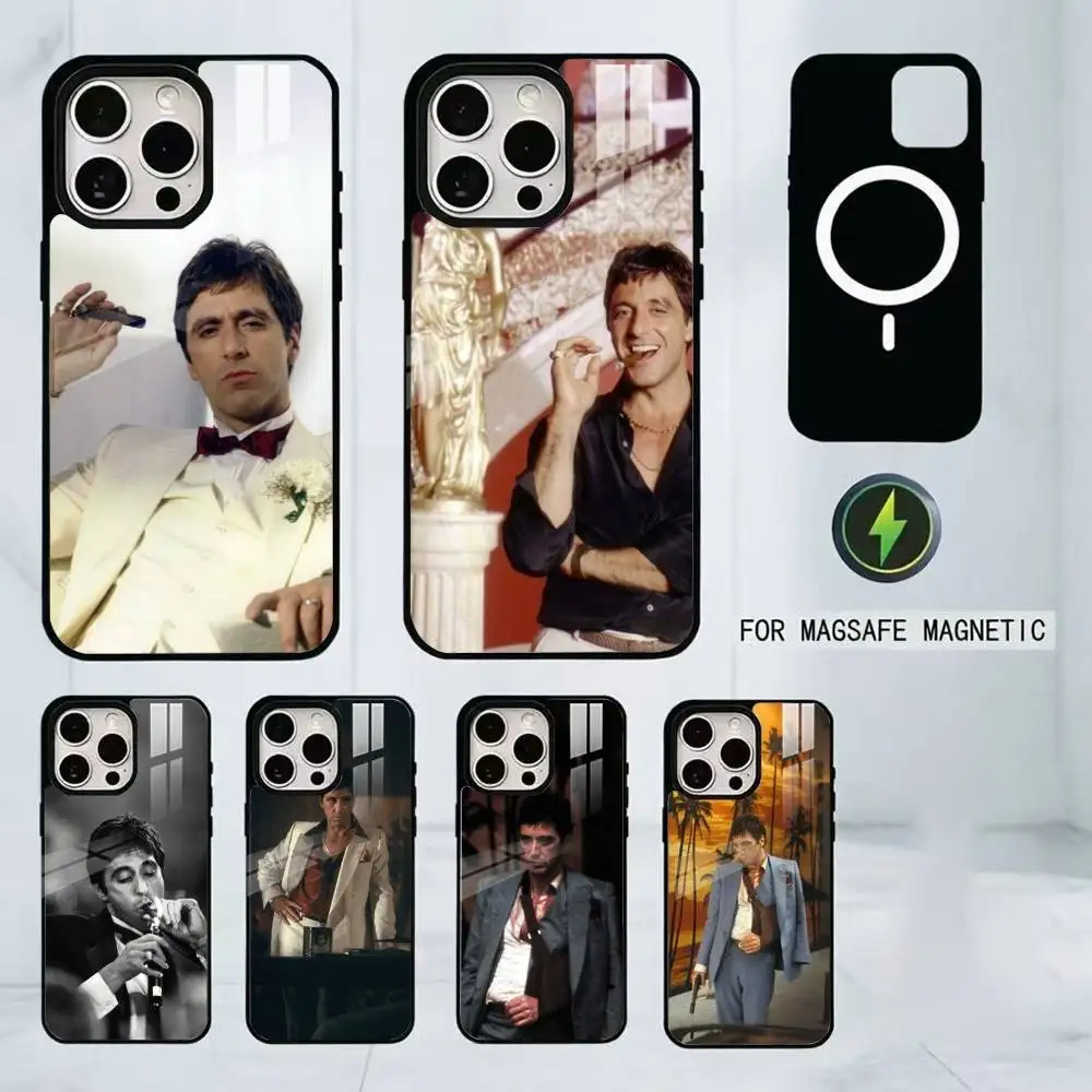 Classic S-Scarface Film Tony Phone Case For iPhone17,16,15,14,13,12,11 Plus,Pro Magnetic For Magsafe Wireless Charging