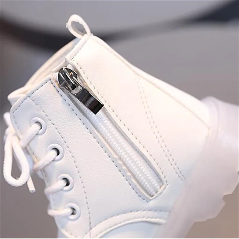 White Kids Platform Boots Breathable Children Fashion Boot Zip Kids Boy Ankle Short Boot Shoe