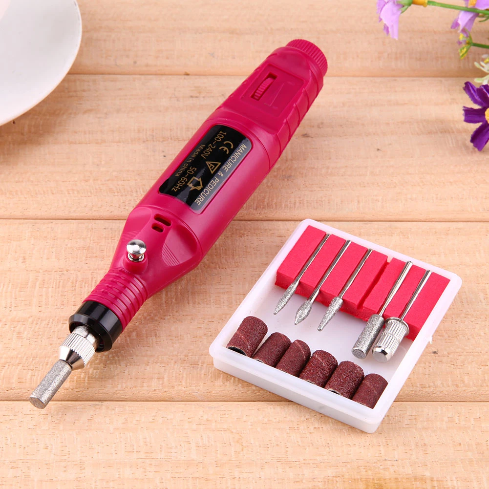 Electrical Professional Nail File with 6 Nail Drill Bits Manicure Pedicure Polishing Tool Lightweight for Home Salon Use