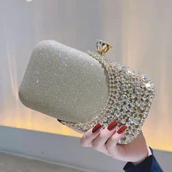 Hollow Out Fashion Women Evening Bags With Diamonds Shoulder Chain Handbags Wedding Bridal Female Purse Sequined Holder