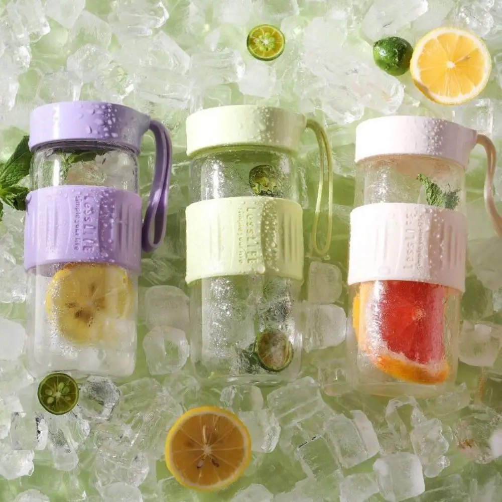 

Anti-scalding Glass Water Bottle Large Capacity with Tea Strainer Colorful Glass Cup Transparent 480ML Outdoor Sports Kettle