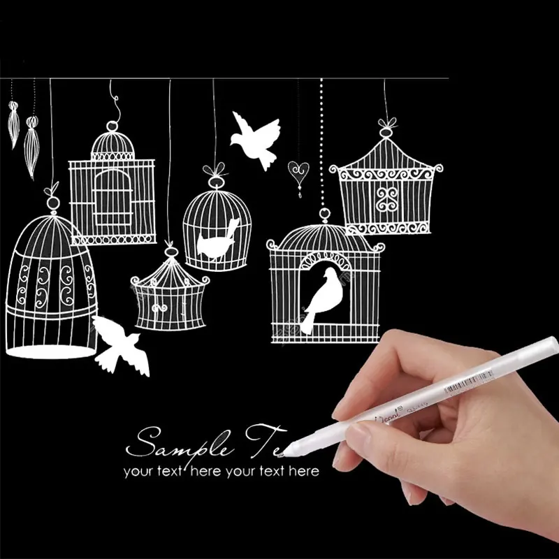 أبيض هلام القلم قلم تحديد 0.8 مللي متر اللوحة الفن علامات اللوازم المدرسية رسم علامات