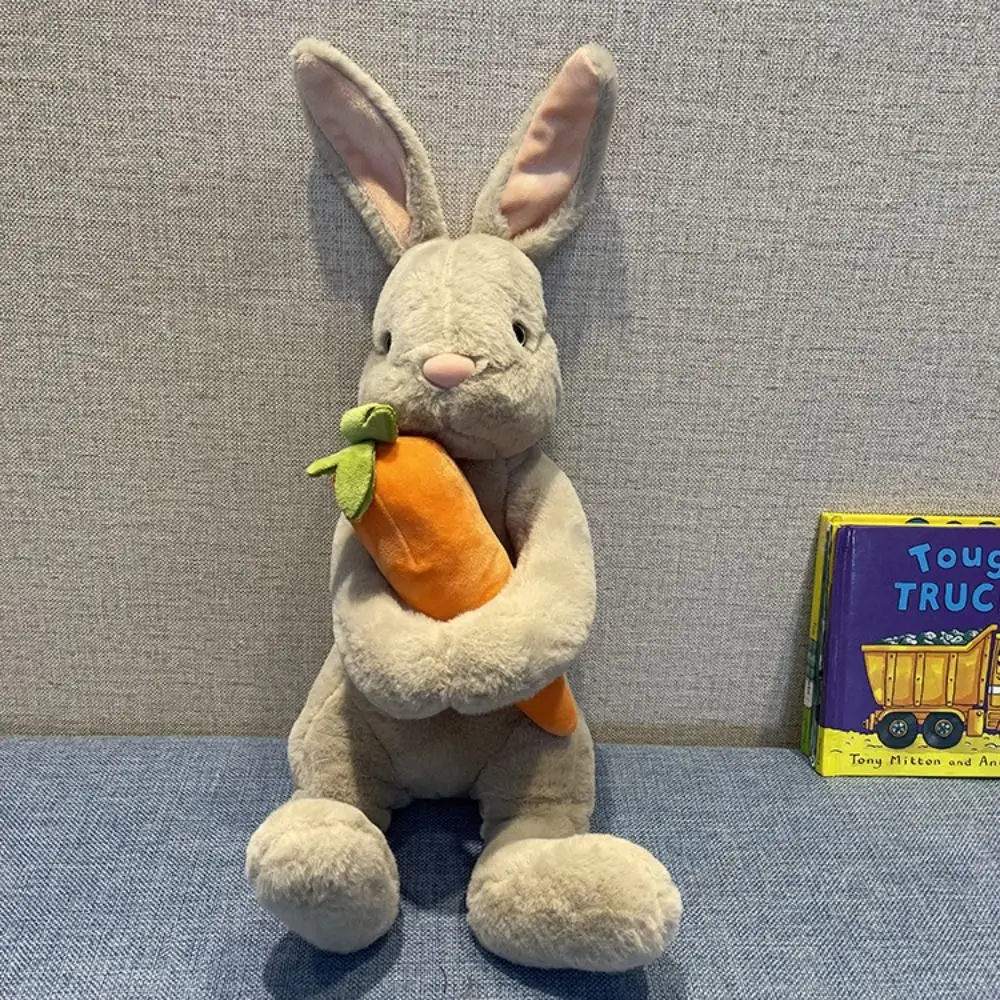Cute White Grey Sitting Bunny Hugging Carrot Simulated Rabbit Doll Gifts For Kids Birthday Gift Easter Party Decor