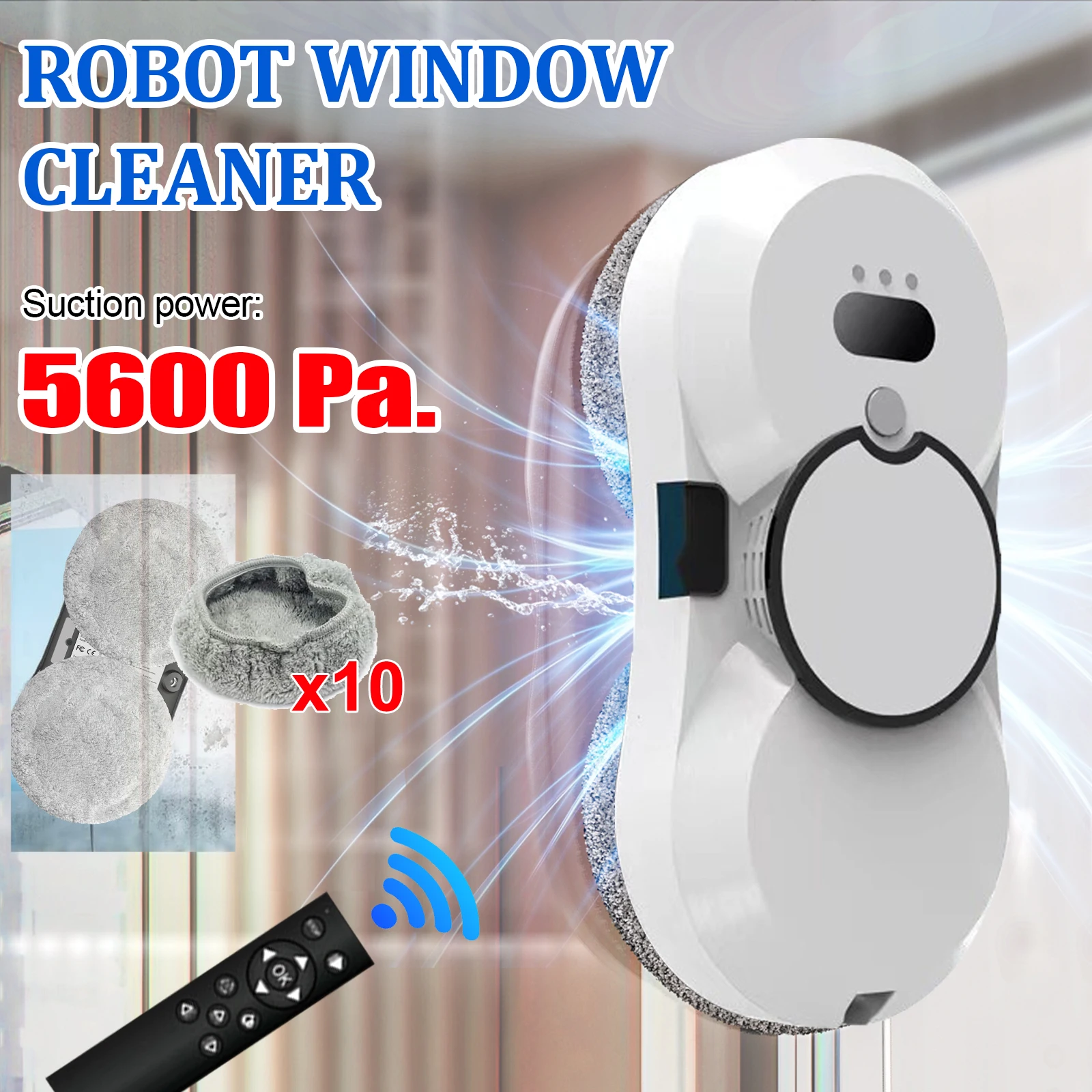 5600Pa Household Window 90W Automatic Water Spray Cleaning Robot Vacuum Remote Control Electric Window Wiper household glass