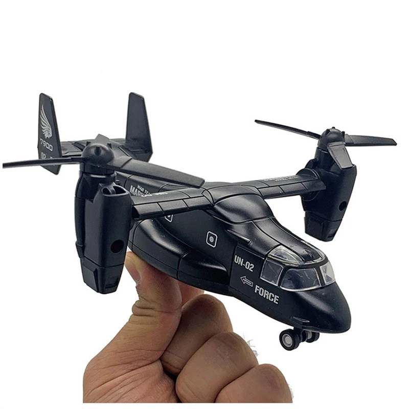 Toys Alloy Osprey V22 Airplane Model Diecast Fighter Simulation Aircraft Light Function Children Gift Collection Toys For Boys