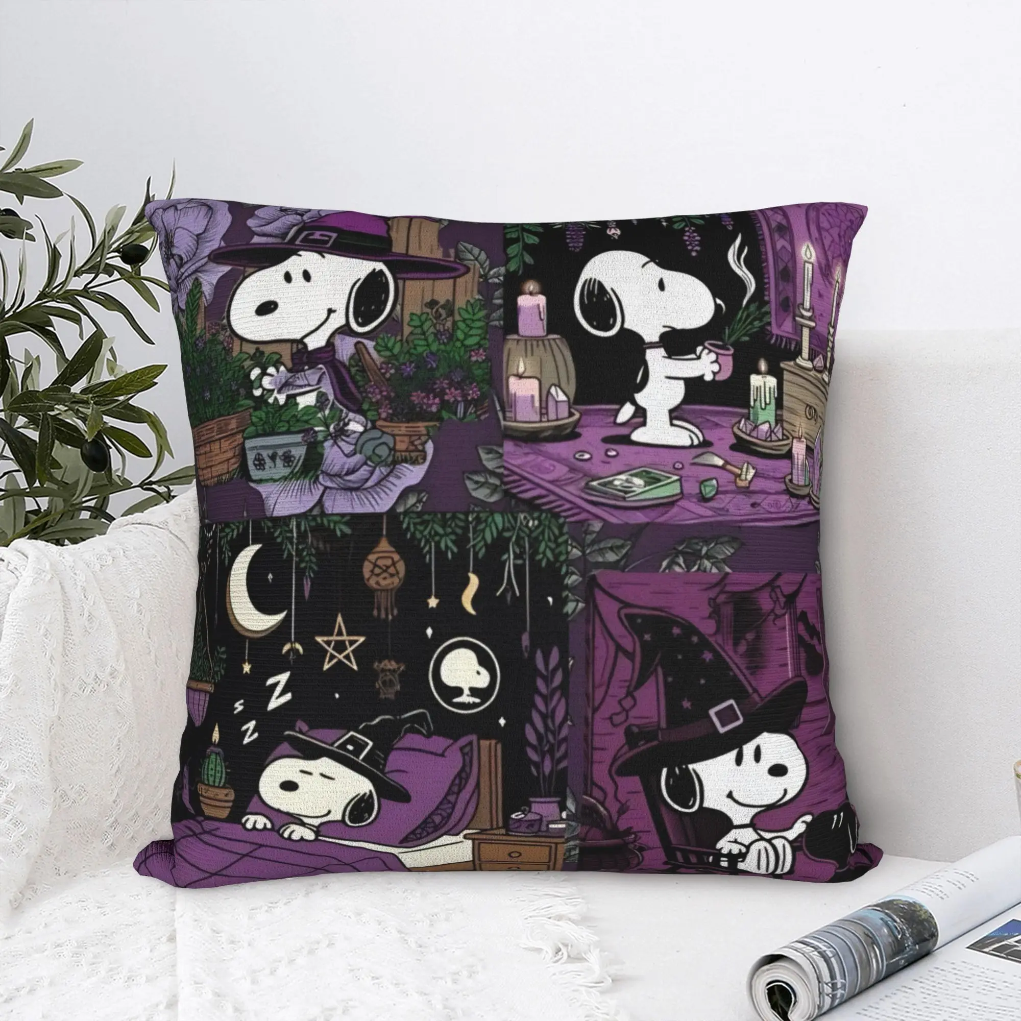 Halloween Snoopys Square Pillow Cases Witch Cushion Cover Novelty Polyester Decor Pillowcase for Seat 40x40cm