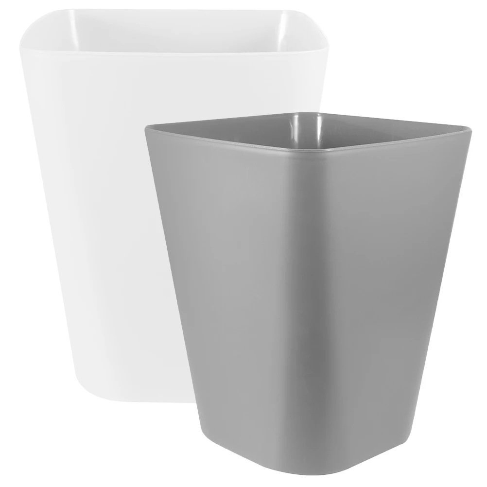 

2pcs Square Trash Can Large Opening White Gray Home Office Kitchen Bedroom Bathroom Garbage Bin Rubbish Container Plastic
