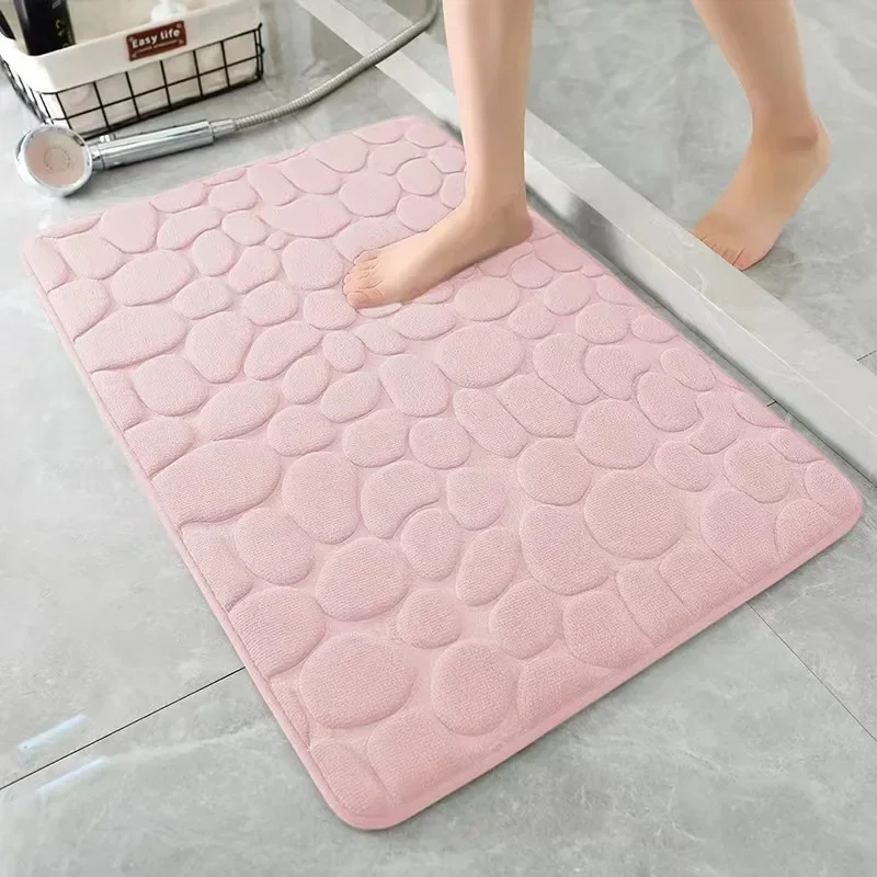 Mat Non Slip Carpets Cobblestone Embossed Bathroom Bath In Wash Basin Bathtub Side Floor Rug Shower Room Doormat Memory Foam