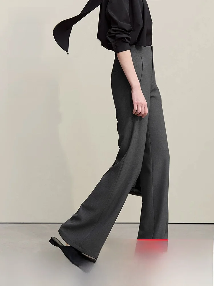

Black Casual Women's Micro Flare Pants Spring New Style Commute Style Anti Wrinkle Iron Free Function Ladies Trousers