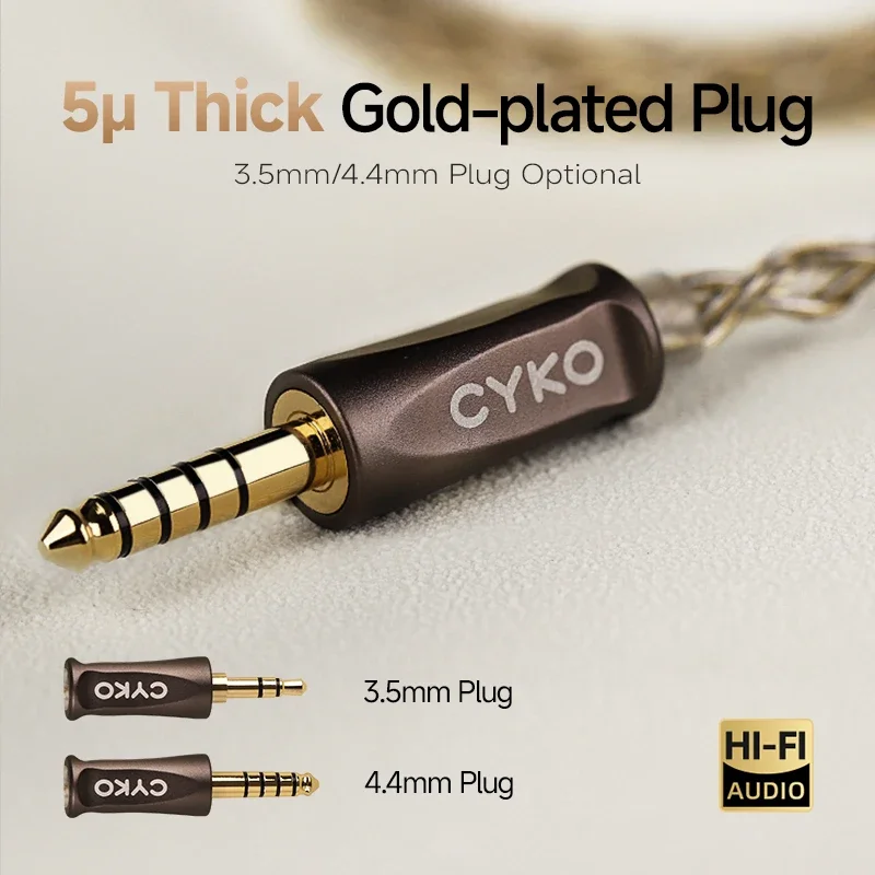 CYKO HIFI 4 Core 7N OCC Silver Gold plating Balance Upgrade Earphone Cable 3.5mm/4.4mm MMCX/0.78 2pin IEM Audio  Cables
