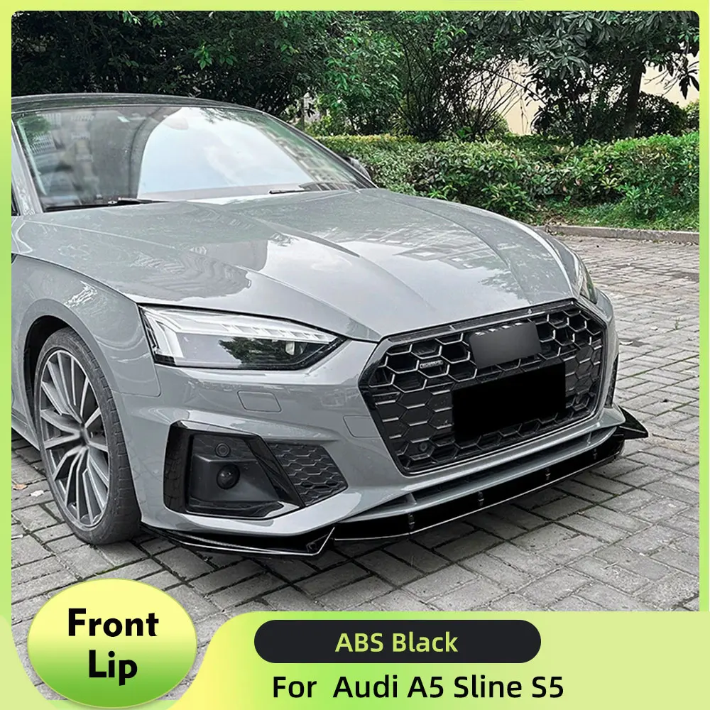 

3 шт. передний бампер спойлер передний бампер Canard Lip Splitter для Audi A5 Sline S5 2021-2024 ABS глянцевый/углеродный вид передняя губа