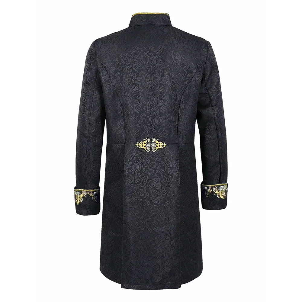 Pirate Cosplay Costumes Men's Vintage Long Sleeved Mid Length Jacket Coat Medieval Retro Windbreaker Halloween Party Clothing - view 5