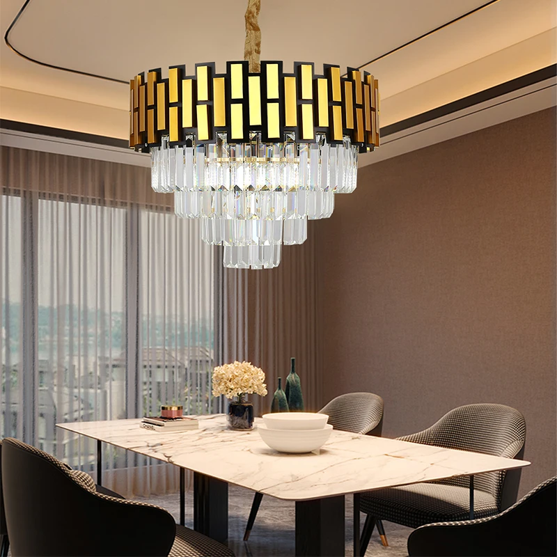 

Light luxury E14 chandelier crystal living room lamp simple modern atmosphere villa lamp bedroom dining room hotel hall fixture