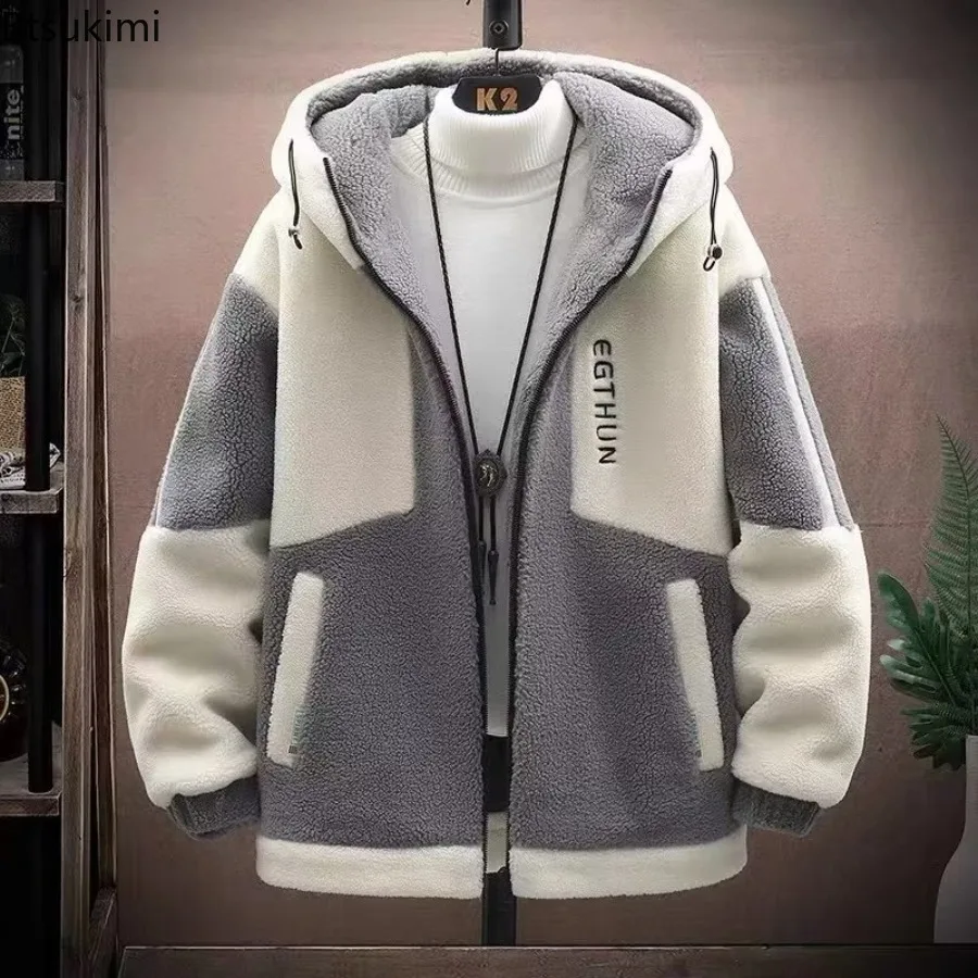 New 2025 Winter Men's Loose Oversized Hooded Jackets S-8XL Fashion Streetwear Thickened Jackets Casual Men Clothing Warm Coats