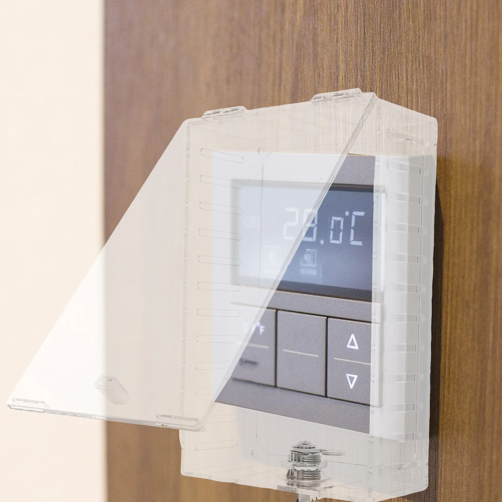 1 set Thermostat Lock Box Clear Plastic Guard Wall Cover Key Lockable Case Outdoor Use Fit Anti Tampering Most Wall