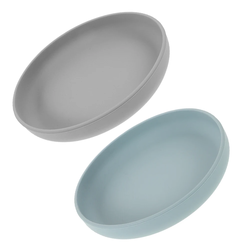 

2pcs Spill-proof Dinner Plates Non-slip Elderly Platter Disabled Tableware Noodle Dish Bowl Silicone Suction Base