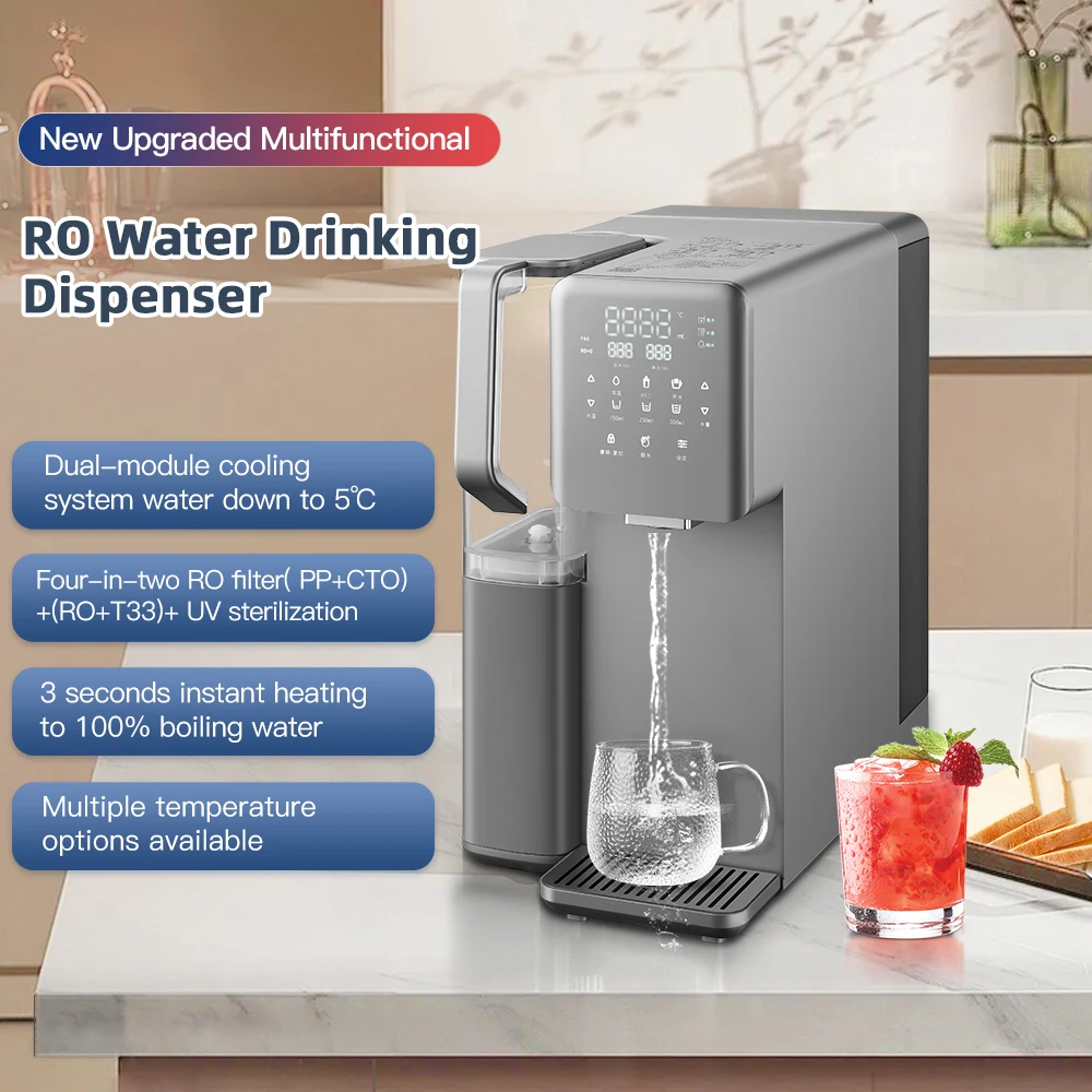 Easy Installation Water Purifier Dispenser With Reverse Osmosis Water Filter System Desktop Hot Cold For Home Office