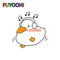 FUYOOHI Sticky Bomb Cute Duck Enjoying Music Dancing Life Cool Vinyl Sticker Decal Multicolor for Car Bumper Truck Van SUV