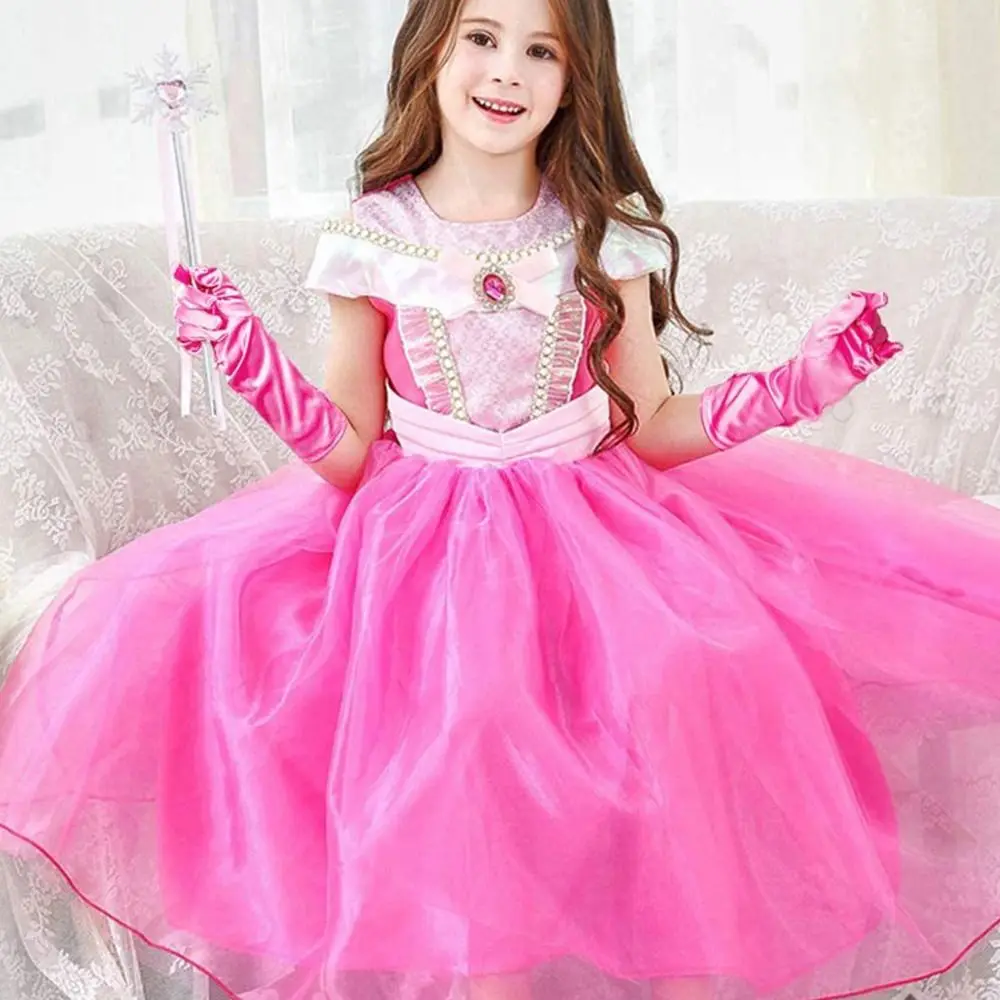 Dress Satin Sequins Princess Dance Performance Princess Skirt Accessories Children Long Gloves Stage Gloves Full Finger Mittens