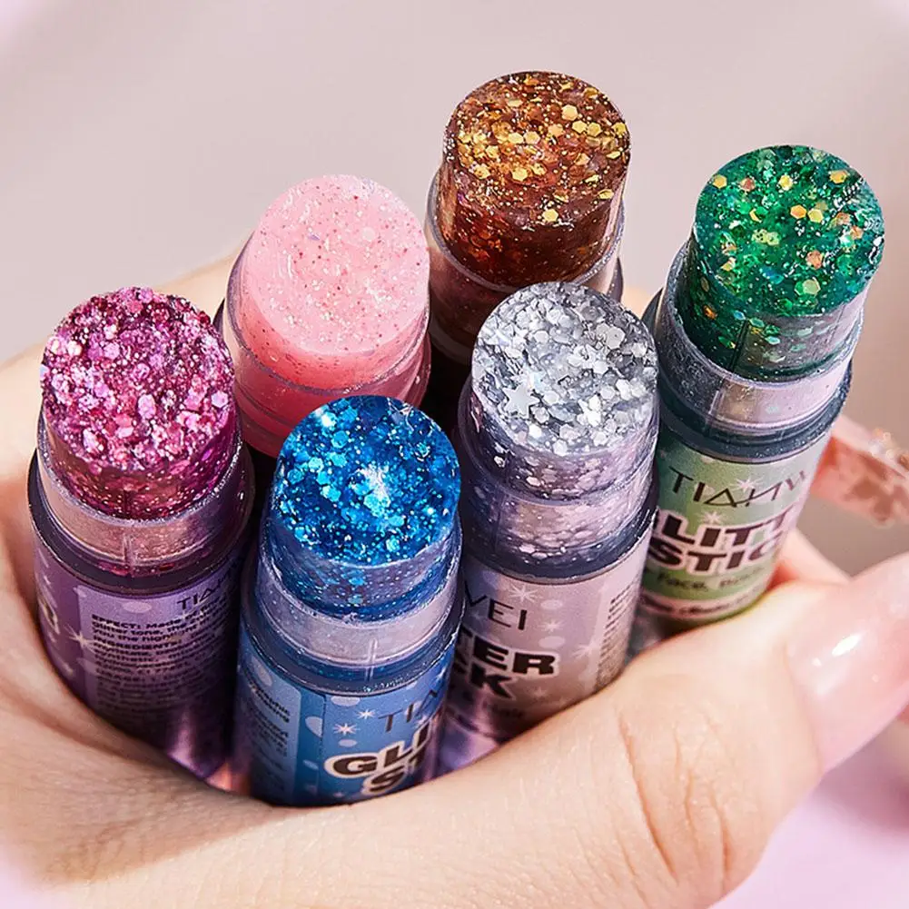 Shimmer Glitter Stick Set Sequin Sparkling Gel Long‑Lasting Stage Face Lip Hair Body Makeup Festival Party Cosmetic Cream Gel