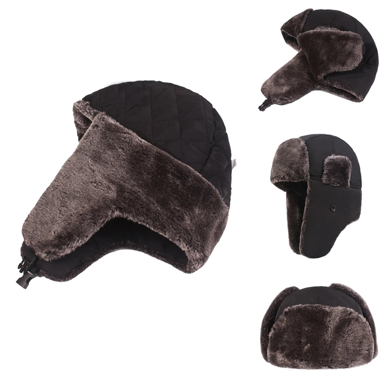 Wind And Snow Hat Men's Lei Feng Hat Winter Hat Thickened Plush Ear Protection Hat, Cycling Windbreak Hat