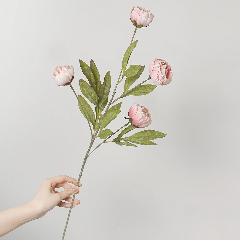 1 Stück Künstliche Pfingstrosen-Blumensträuße aus Seide für Heim-Dekoration, Party, Hochzeit, Braut-Dekoration, DIY-Vasen-Zubehör – Detail 5