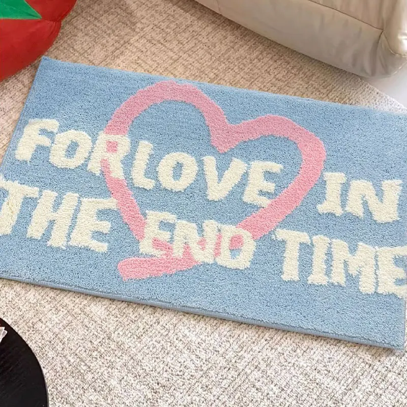 letter Bathroom Rugs  Aesthetic heart shape Decor Cute Bath Mat Girly Shower Rug for Bedroom Kitchen Bathroom Floor