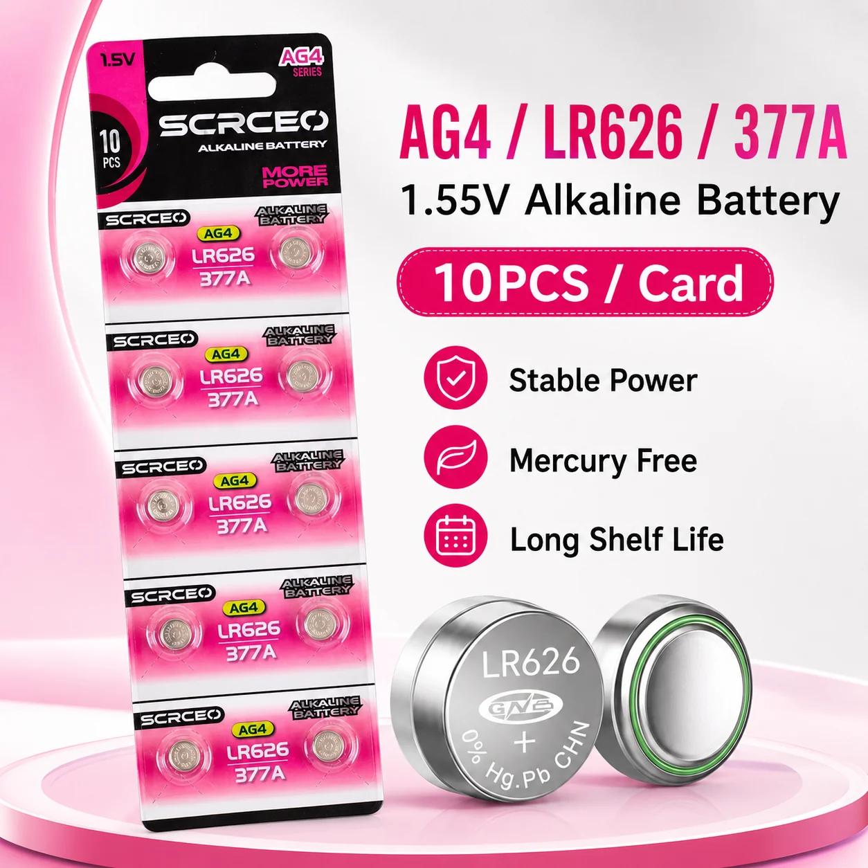 

AG4 SR626SW LR626 377A 1.5V Alkaline Button Coin Cell Battery 10-200Pcs for Watch Toy Thermometer Mini Electronic Devices