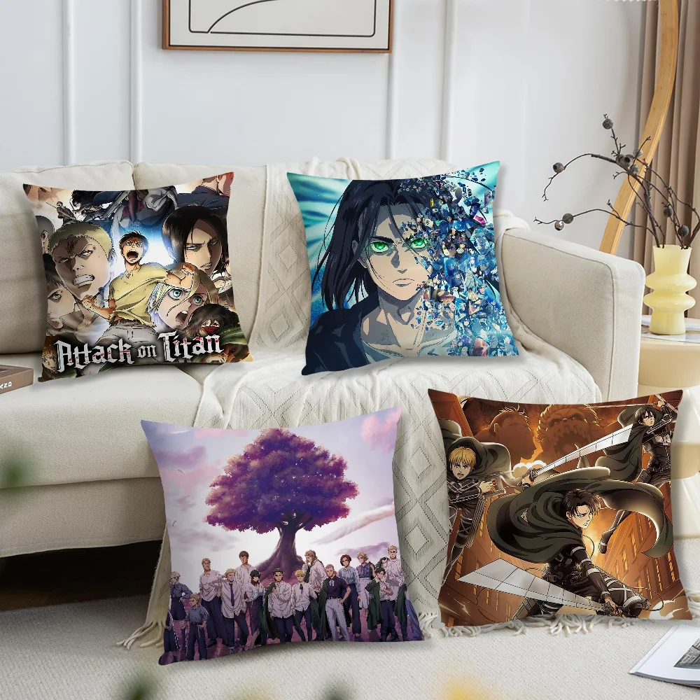 Anime A-Attack on T-Titan Pillow Case Living Room Sofa Cushion Cover Suitable For Home Bedroom Room Decoration