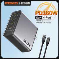 PISEN 160W GaN 4 Type-C Port Charger & 240W 6-inch Cable Kit All-in-One for iPhone iPad, Samsung & Laptops PD3.0/QC4.0/AFC/BC1.2