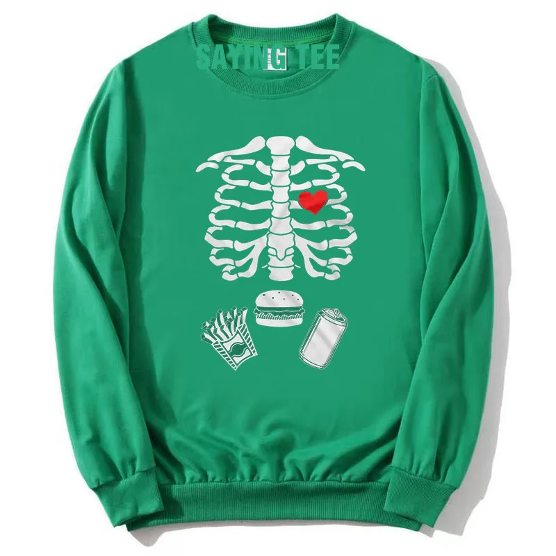 Mutterschaft Halloween Skelett T-Shirts Paar Röntgen Baby Schwangerschaft Pullower Pullover Herren Burger Essen Schwangerschaft Ankündigung Top – Detail 5