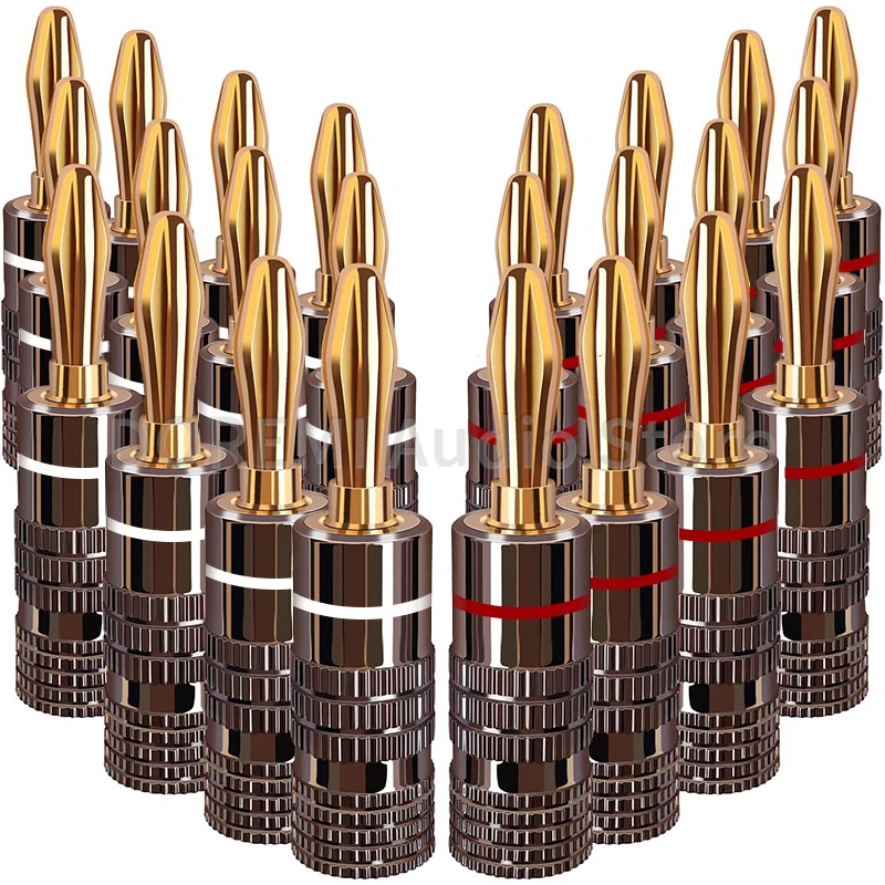5Pair/10Pcs 4mm Banana Plugs 24K Gold Plated Copper Audio Speaker Amplifier Cable Wire Pin Screw Type Banana Connectors Plug