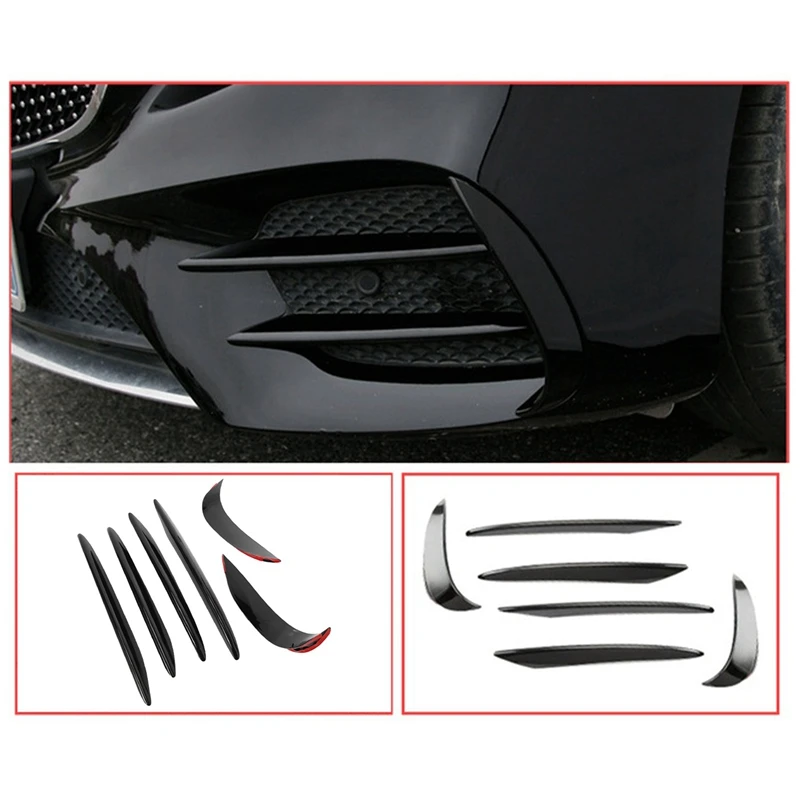 Car Glossy Black Front Fog Light Eyebrow Stickers Trim For Mercedes Benz E Class W213 E43 Sport 2016-2019