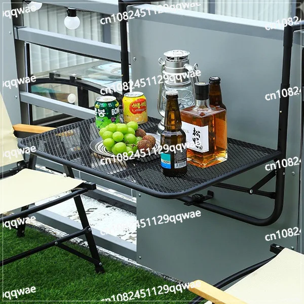 درابزين للشرفة، طاولة معلقة قابلة للطي، رفع الكمبيوتر المنزلي، مكتب صغير، درابزين خارجي لتناول الطعام #5