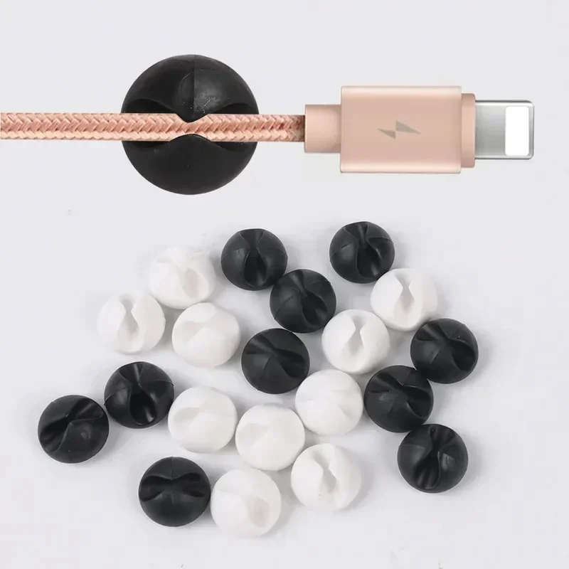 Rubber Mini Desktop Data Cable USB Type C Organizer for Smart Phone Headset Chargar 5/10/20PCS Cables Holder Protector Cable