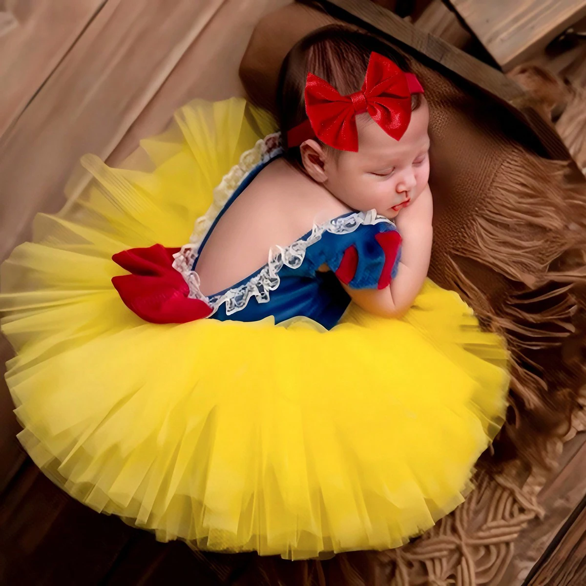 Newborn bowknot Tulle princess dress with bow headband newborn girl photoshoot outfits 1 month 100 days baby photo props