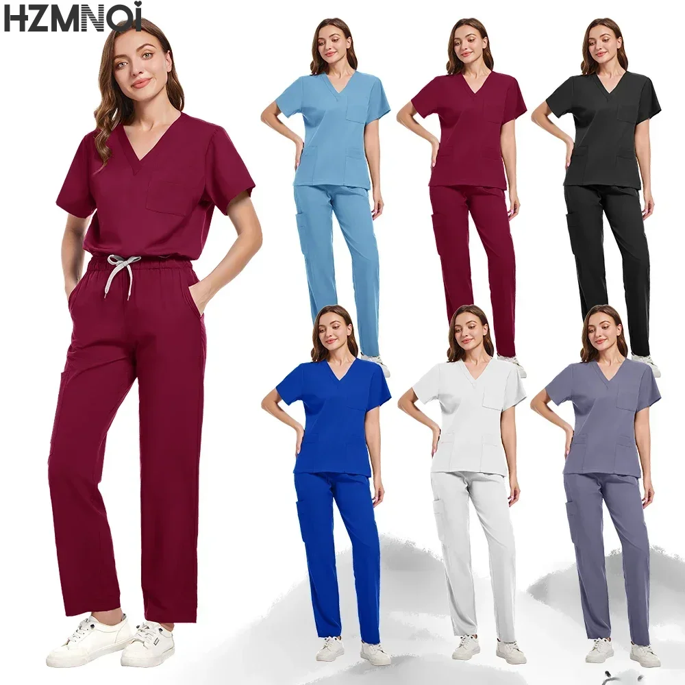 Venda quente enfermeira esfrega conjunto feminino anti rugas lavável macio uniforme hospitalar esfrega médica feminino esfrega conjuntos acessórios médicos