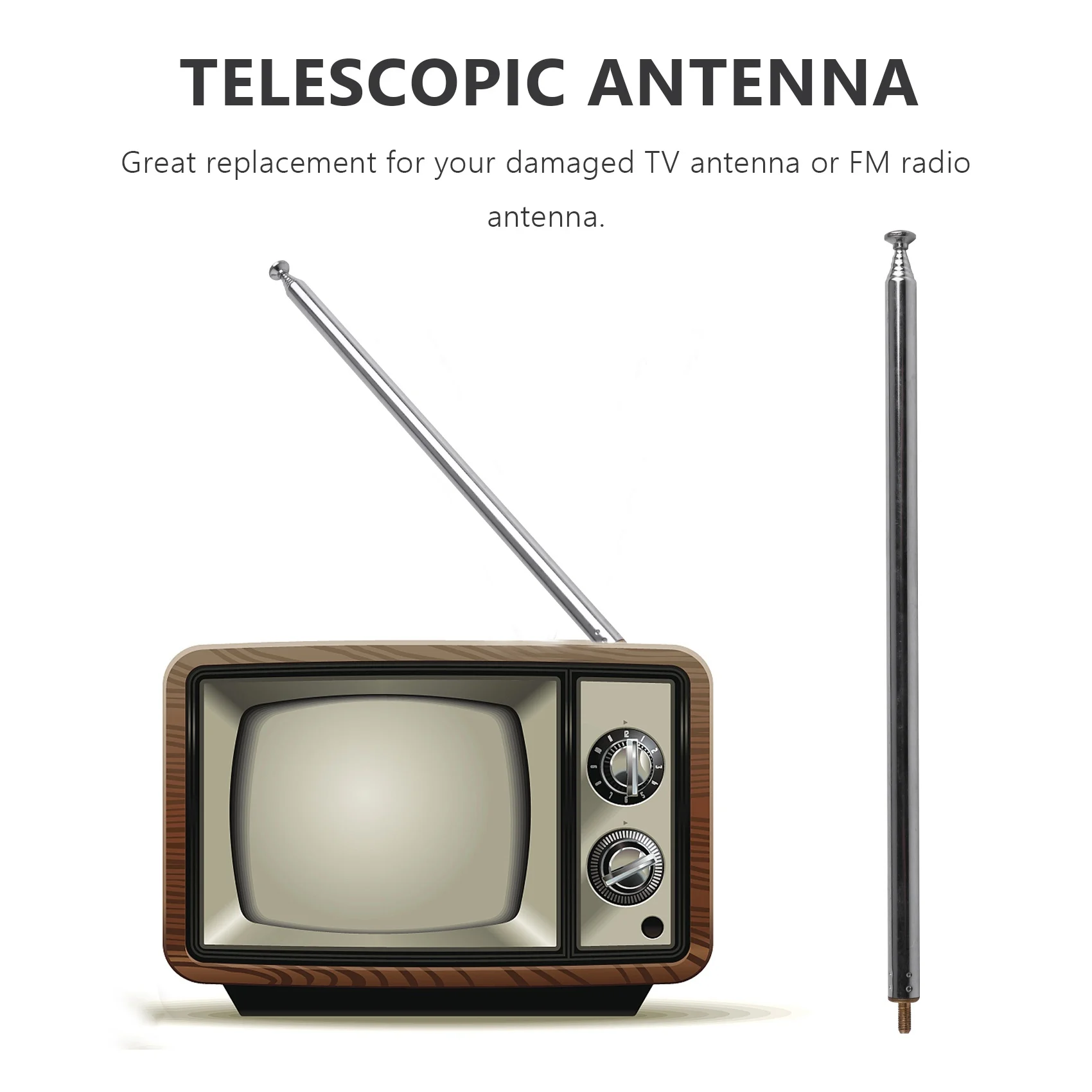 FMラジオおよびTV用の伸縮式アンテナの交換,98cm, 38.5インチ,7セクション