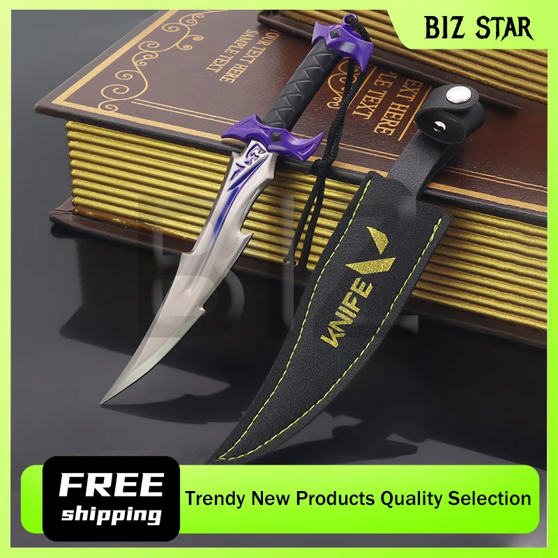 18 سنتيمتر/7.08in Valorant لعبة الأجهزة الطرفية Loot الانطباع سكين جيب مع الحافظة التدريب سكين سلاح معدني نموذج الحرفية حلية #1