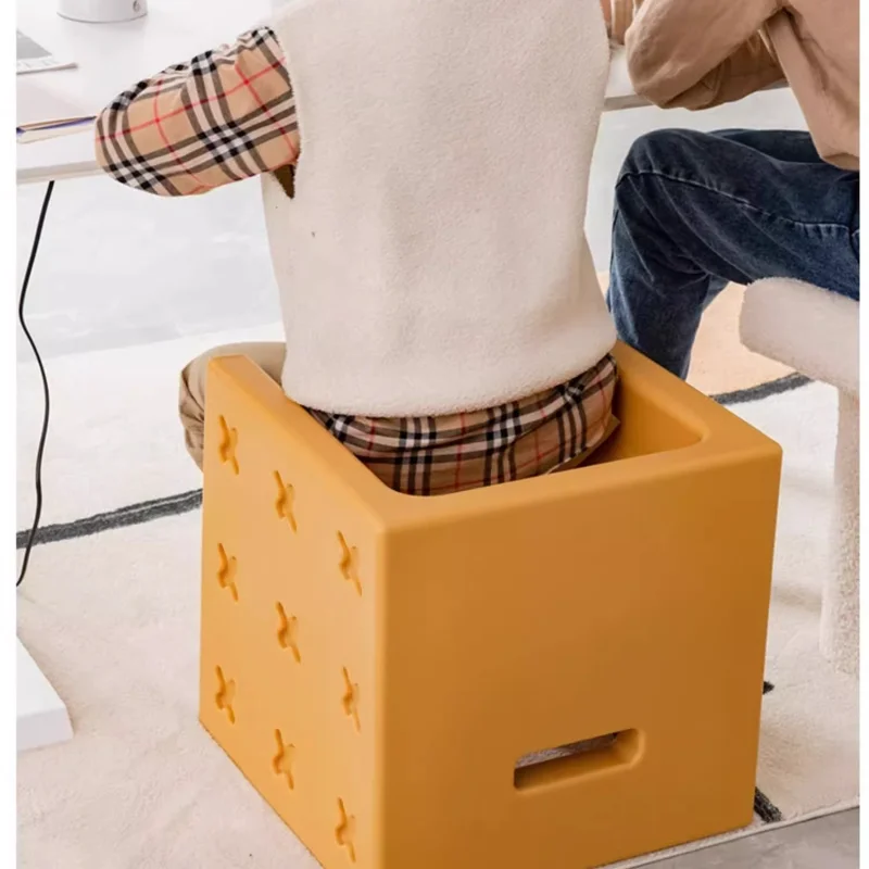 Nordic Stools Multifunctional PE Stool for Bedroom Living Room Modern Simple Design Six Sided Different Eco Friendly Ottomans