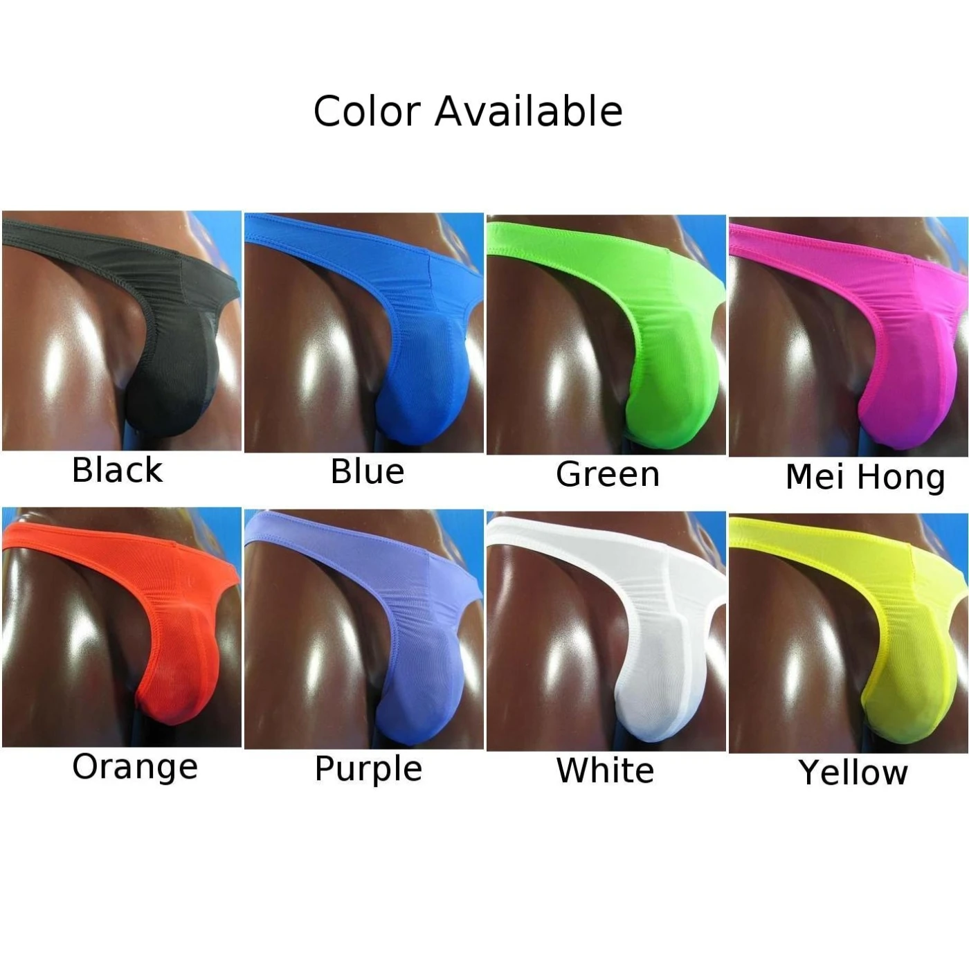 Men Sexy Ultra-Thin Low Waist Solid Color Elastic Underpants Thong T-Back Briefs Ice Silk Scrotum Bulge Panties Sexy Underwear