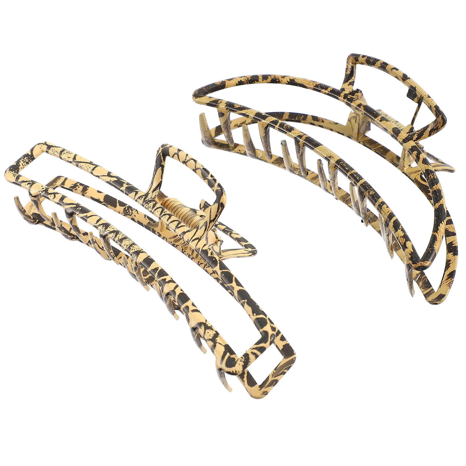 

2Pcs Woman Headdress Leopard Print Metal Hair Clips Elegant Durable Claw Clips For Everyday And Special Occasions Styling Tools
