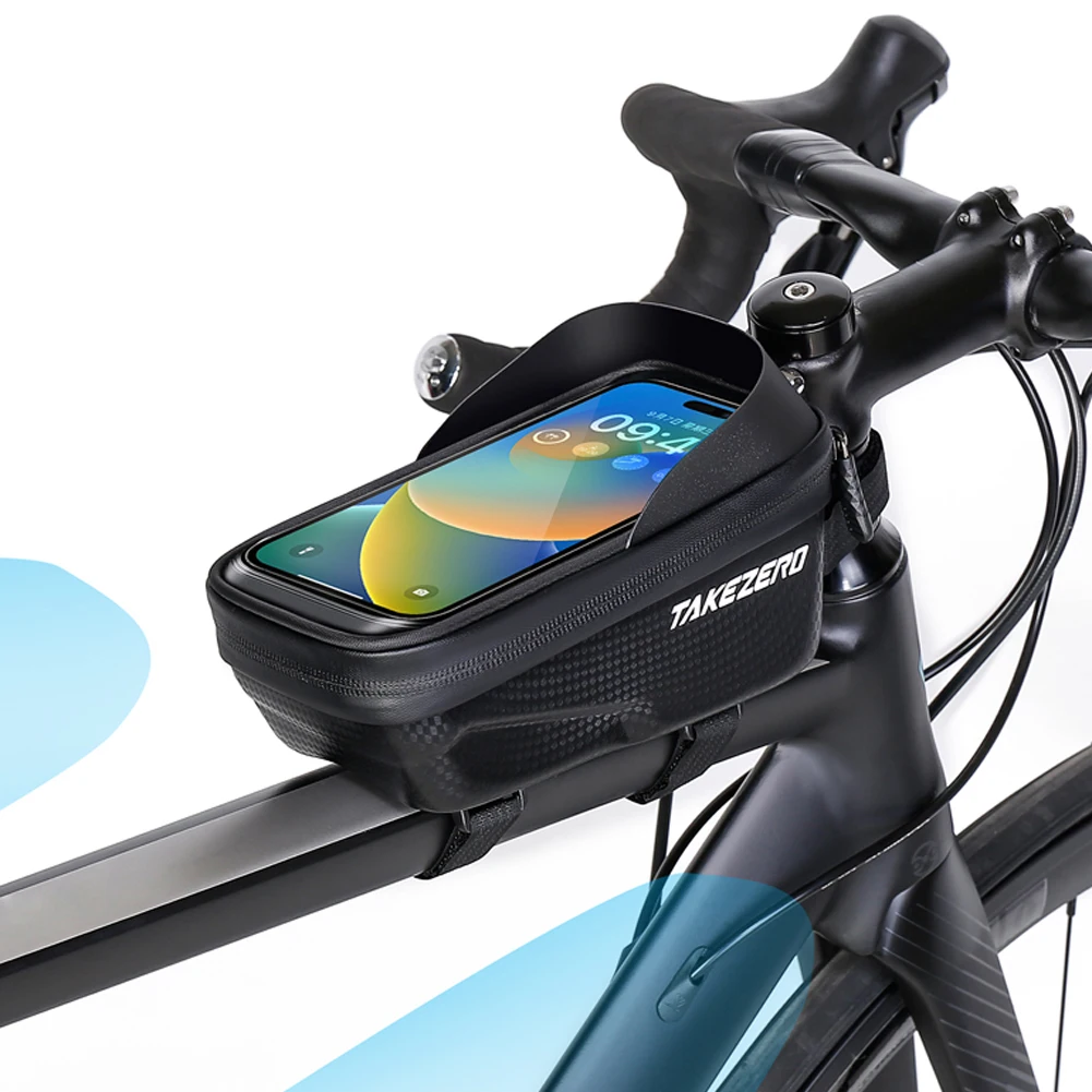 Bolsa para bicicleta con pantalla táctil, funda para teléfono, barrera ligera, impermeable, bolsa para cuadro frontal de bicicleta, carcasa dura, accesorios para ciclismo
