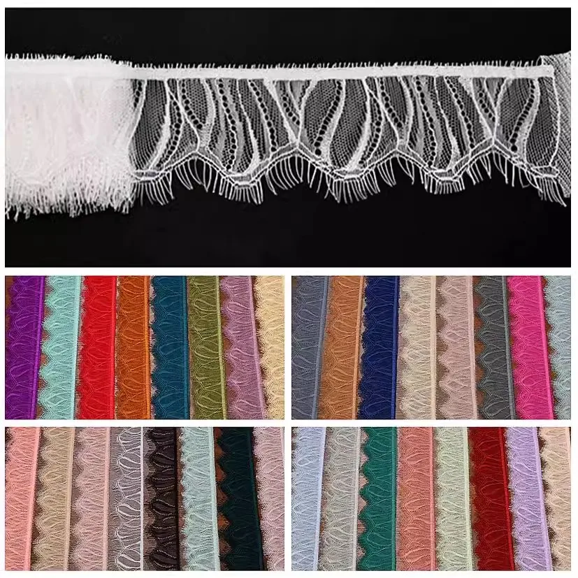 Weiche, dünne, gewellte Wimpernspitze, Accessoires, Kleidung, Nähte, Spitze, Rand, Rock, Spitze