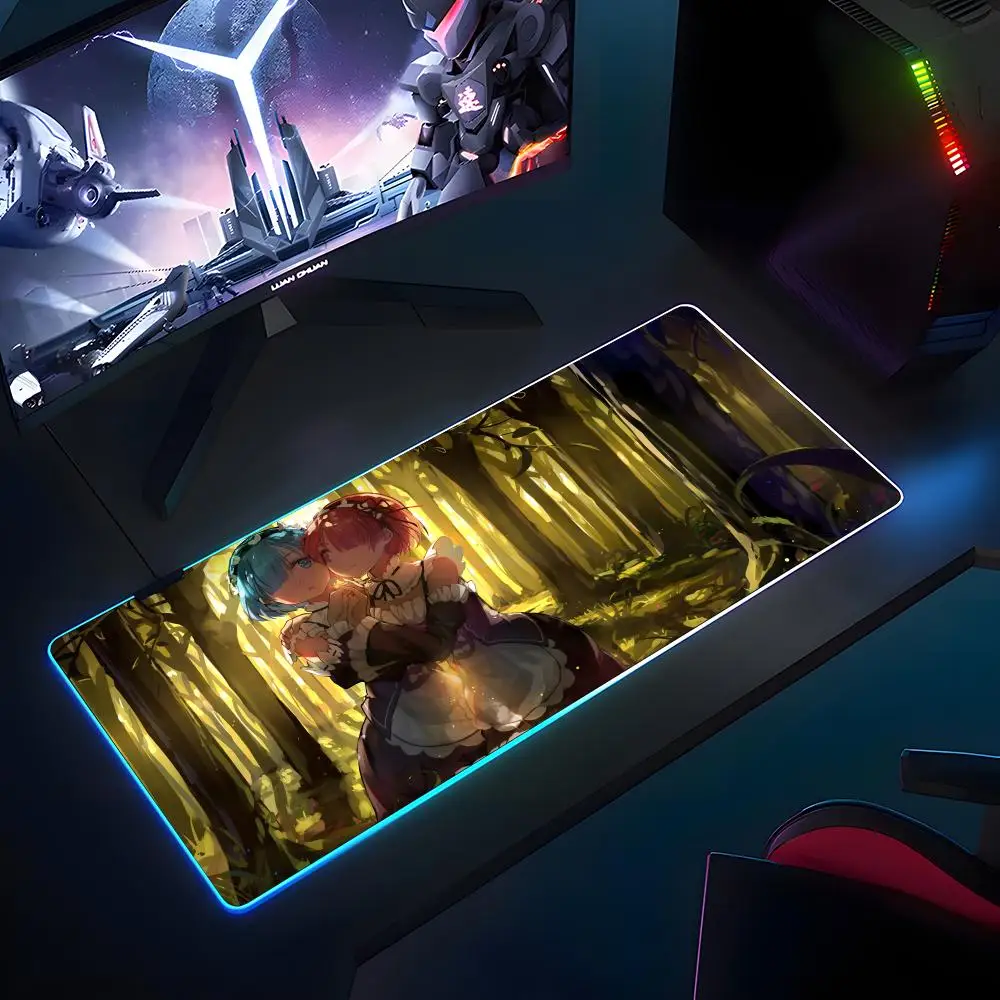 

Аниме Re Zero Rem коврик для мыши RGB резиновый противоскользящий коврик для клавиатуры 40x90 см коврик для мыши игровые аксессуары XXL офисный компьютерный коврик