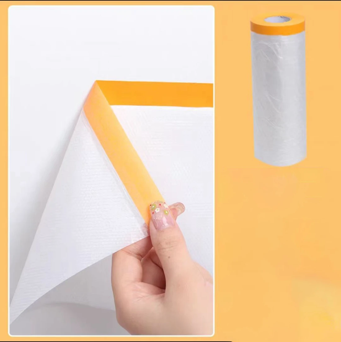 20M Long 110cm-450cm Width Car Paint Masking Film Protective film Plastic Pre-Taped PE Film Paper Furniture Dust-proof Cover