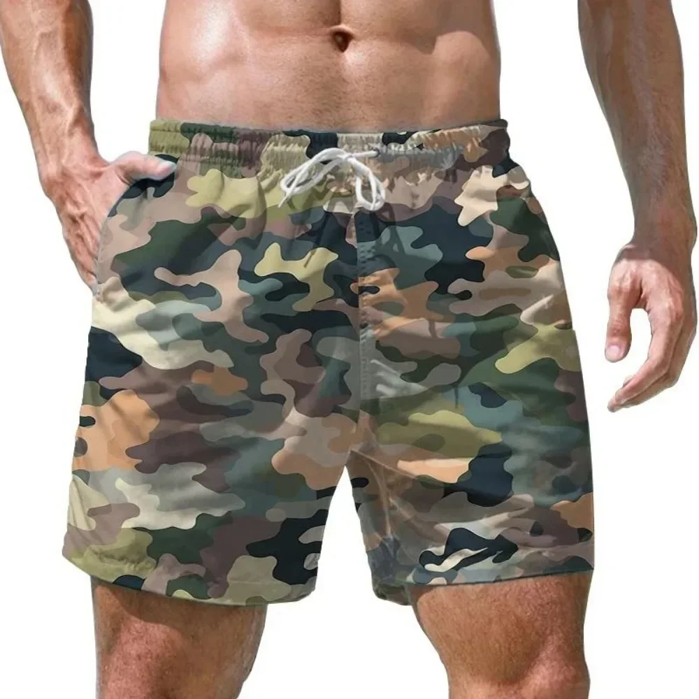 Retro Fashion Camouflage 3D Printed Breathable Quick-Drying Loose Men's Shorts - Outdoor Leisure, Sports Training Beach Shorts