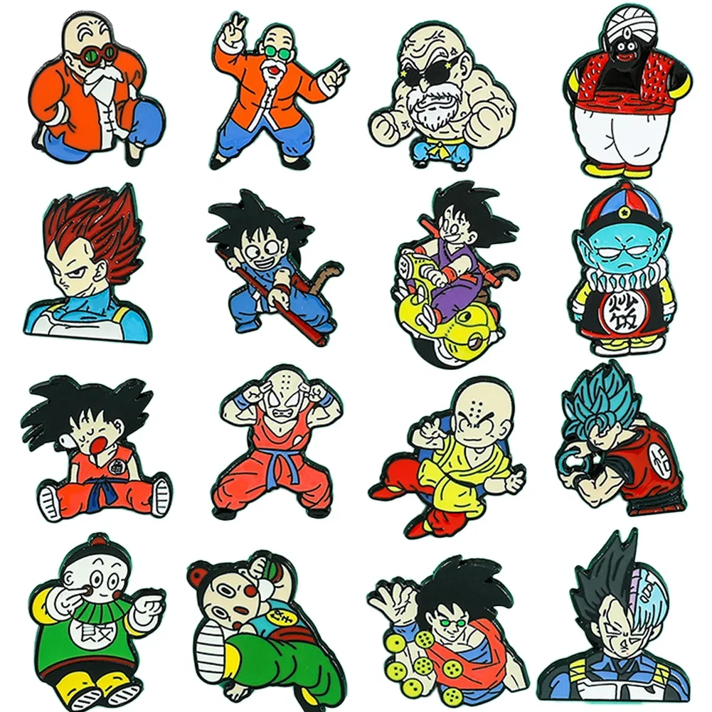 1 Set Dragon Ball Anime Brooch Son Goku Saiyan Cartoon Enamel Pins Hats Backpack Badges Pines Boys Friend Jewelry Accessory Gift